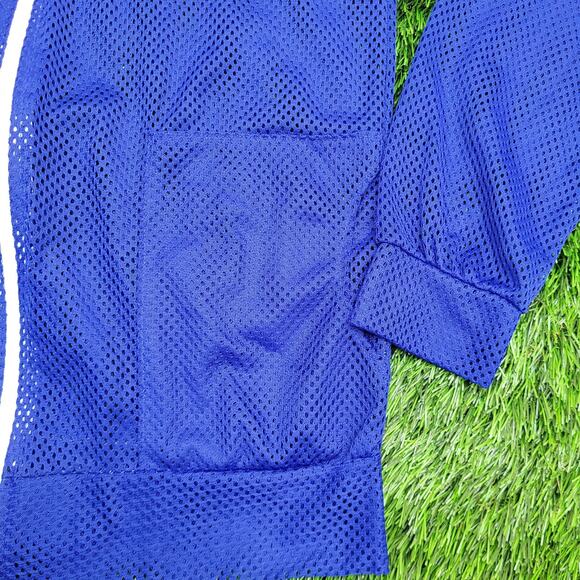 Vintage 90s Mesh Jacket Teens Large 18x25 Blue White - Picture 10 of 12